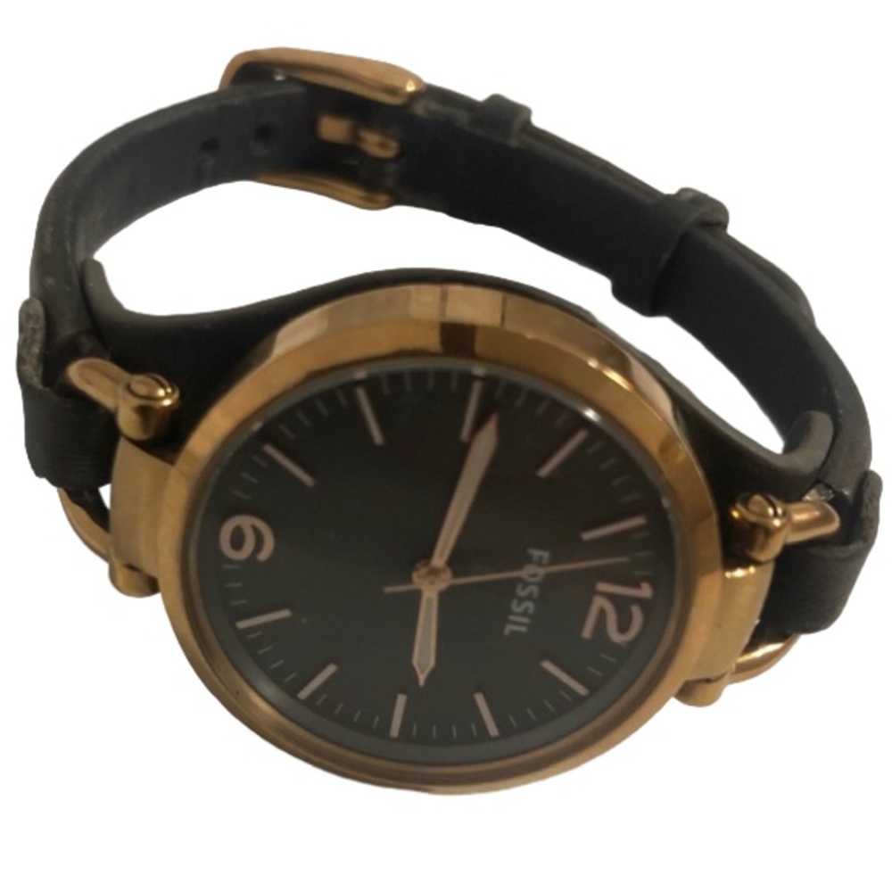 Fossil watch - gold tone & black - on trend!